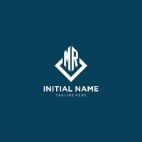 Initial MR logo square rhombus with lines, modern and elegant logo design vector