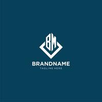 Initial BM logo square rhombus with lines, modern and elegant logo design vector