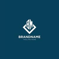 Initial BM logo square rhombus with lines, modern and elegant logo design vector