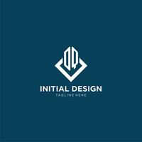 inicial dq logo cuadrado rombo con líneas, moderno y elegante logo diseño vector