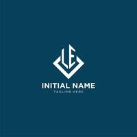 Initial LE logo square rhombus with lines, modern and elegant logo design vector