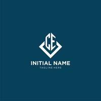 Initial CE logo square rhombus with lines, modern and elegant logo design vector