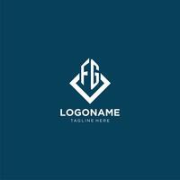 Initial FG logo square rhombus with lines, modern and elegant logo design vector