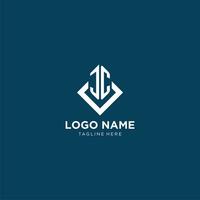 Initial JC logo square rhombus with lines, modern and elegant logo design vector