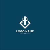 Initial HP logo square rhombus with lines, modern and elegant logo design vector