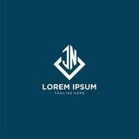 Initial JN logo square rhombus with lines, modern and elegant logo design vector
