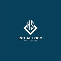 Initial HS logo square rhombus with lines, modern and elegant logo design vector