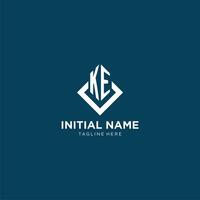 Initial KE logo square rhombus with lines, modern and elegant logo design vector