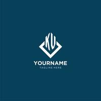 Initial KV logo square rhombus with lines, modern and elegant logo design vector