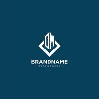 Initial DM logo square rhombus with lines, modern and elegant logo design vector