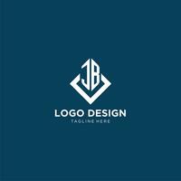 inicial jb logo cuadrado rombo con líneas, moderno y elegante logo diseño vector