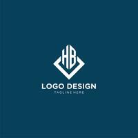 Initial HB logo square rhombus with lines, modern and elegant logo design vector