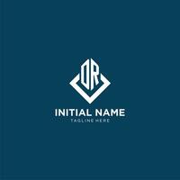Initial DR logo square rhombus with lines, modern and elegant logo design vector