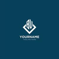 Initial BV logo square rhombus with lines, modern and elegant logo design vector