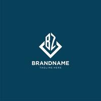 Initial BZ logo square rhombus with lines, modern and elegant logo design vector