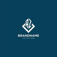 Initial AZ logo square rhombus with lines, modern and elegant logo design vector