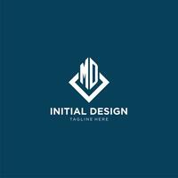 Initial MD logo square rhombus with lines, modern and elegant logo design vector