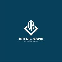 Initial QR logo square rhombus with lines, modern and elegant logo design vector