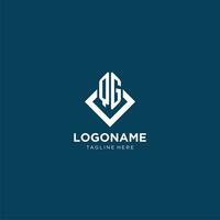 Initial QG logo square rhombus with lines, modern and elegant logo design vector