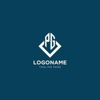 Initial PG logo square rhombus with lines, modern and elegant logo design vector