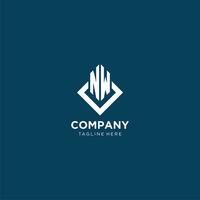 Initial NW logo square rhombus with lines, modern and elegant logo design vector