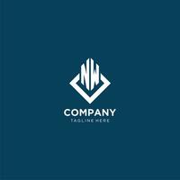 Initial NW logo square rhombus with lines, modern and elegant logo design vector