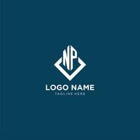 Initial NP logo square rhombus with lines, modern and elegant logo design vector