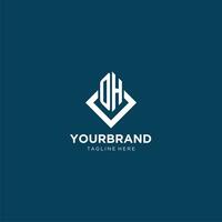 Initial OH logo square rhombus with lines, modern and elegant logo design vector