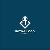 Initial PF logo square rhombus with lines, modern and elegant logo design vector
