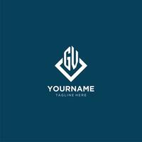 Initial GV logo square rhombus with lines, modern and elegant logo design vector