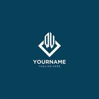 Initial QV logo square rhombus with lines, modern and elegant logo design vector
