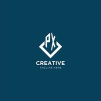 Initial PX logo square rhombus with lines, modern and elegant logo design vector