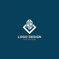 Initial AB logo square rhombus with lines, modern and elegant logo design vector