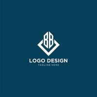 inicial cama y desayuno logo cuadrado rombo con líneas, moderno y elegante logo diseño vector