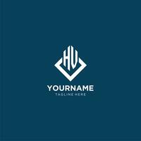 Initial HV logo square rhombus with lines, modern and elegant logo design vector