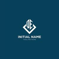 Initial QE logo square rhombus with lines, modern and elegant logo design vector