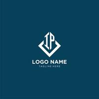 Initial IP logo square rhombus with lines, modern and elegant logo design vector