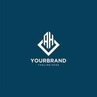 Initial AH logo square rhombus with lines, modern and elegant logo design vector