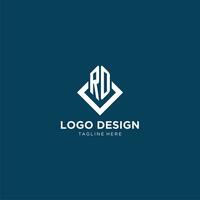 Initial RO logo square rhombus with lines, modern and elegant logo design vector