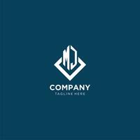 Initial MJ logo square rhombus with lines, modern and elegant logo design vector