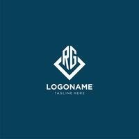 Initial RG logo square rhombus with lines, modern and elegant logo design vector