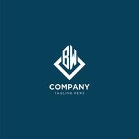 Initial BW logo square rhombus with lines, modern and elegant logo design vector