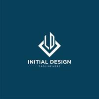 inicial ld logo cuadrado rombo con líneas, moderno y elegante logo diseño vector