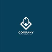 Initial CJ logo square rhombus with lines, modern and elegant logo design vector