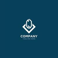 Initial CJ logo square rhombus with lines, modern and elegant logo design vector