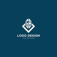 inicial gb logo cuadrado rombo con líneas, moderno y elegante logo diseño vector