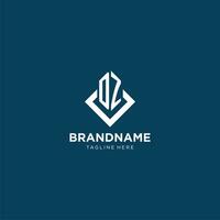 Initial DZ logo square rhombus with lines, modern and elegant logo design vector