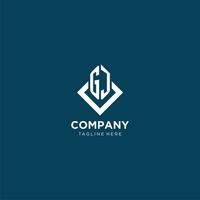 Initial GJ logo square rhombus with lines, modern and elegant logo design vector