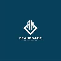 Initial RM logo square rhombus with lines, modern and elegant logo design vector