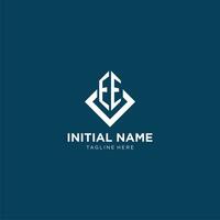 Initial EE logo square rhombus with lines, modern and elegant logo design vector